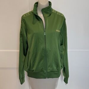 Adidas Originals Tinto TT Track Jacket Green Trefoil Zip Women XL Runs Small